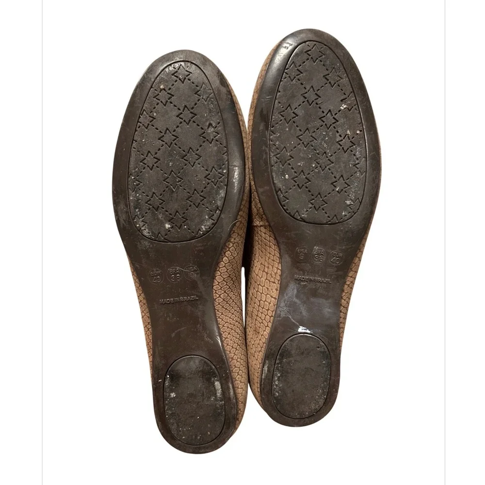 FS/NY French Sole New York Taupe Snakeskin Embossed Ballet Flats Size 9 Brazil